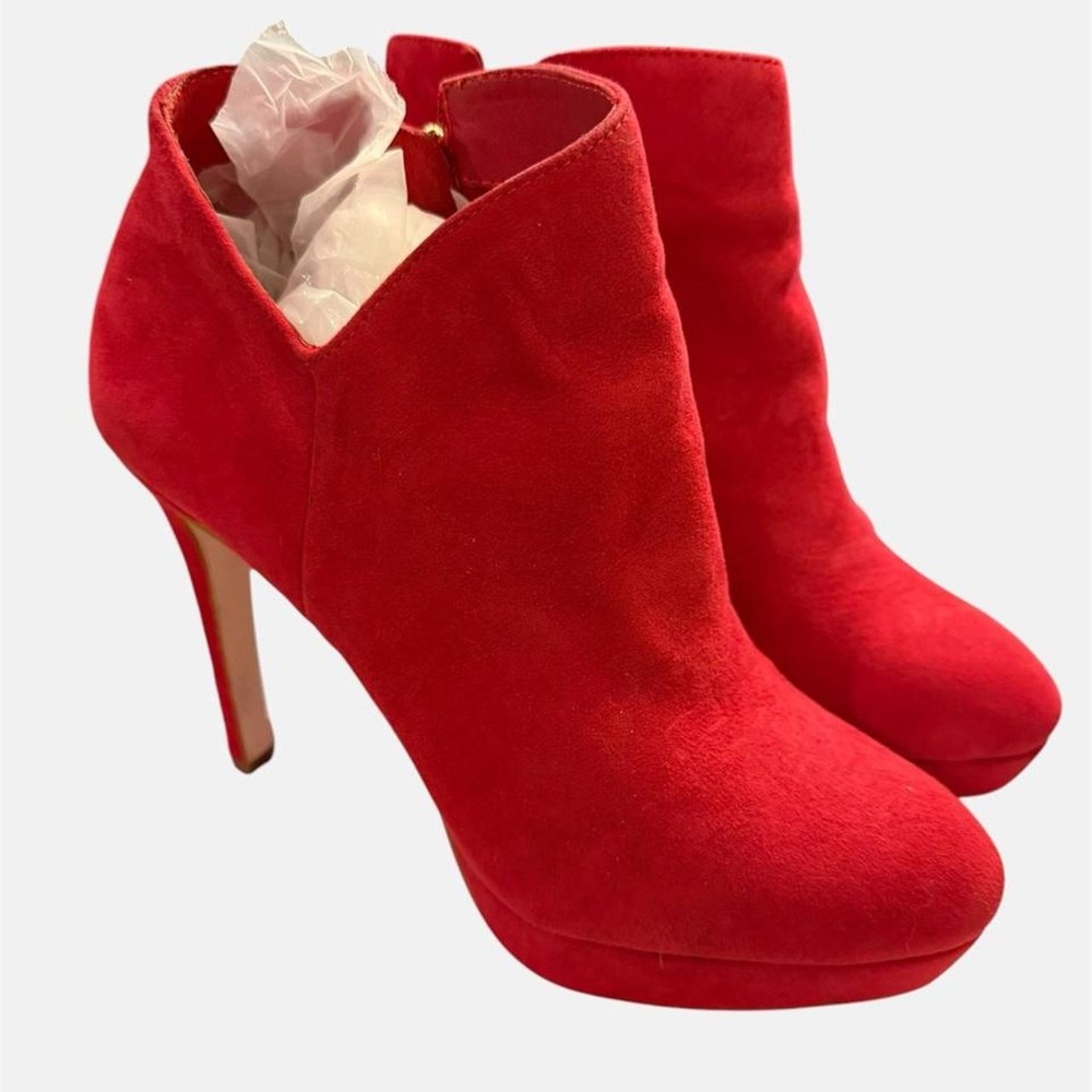 Jessica Simpson Rivera Red Suede Ankle Boots Platform Stiletto Heels Womens 8.5
